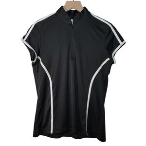 Greg Norman Womens Play Dry 1/4 Zip Golf Polo Black With White Details Size L